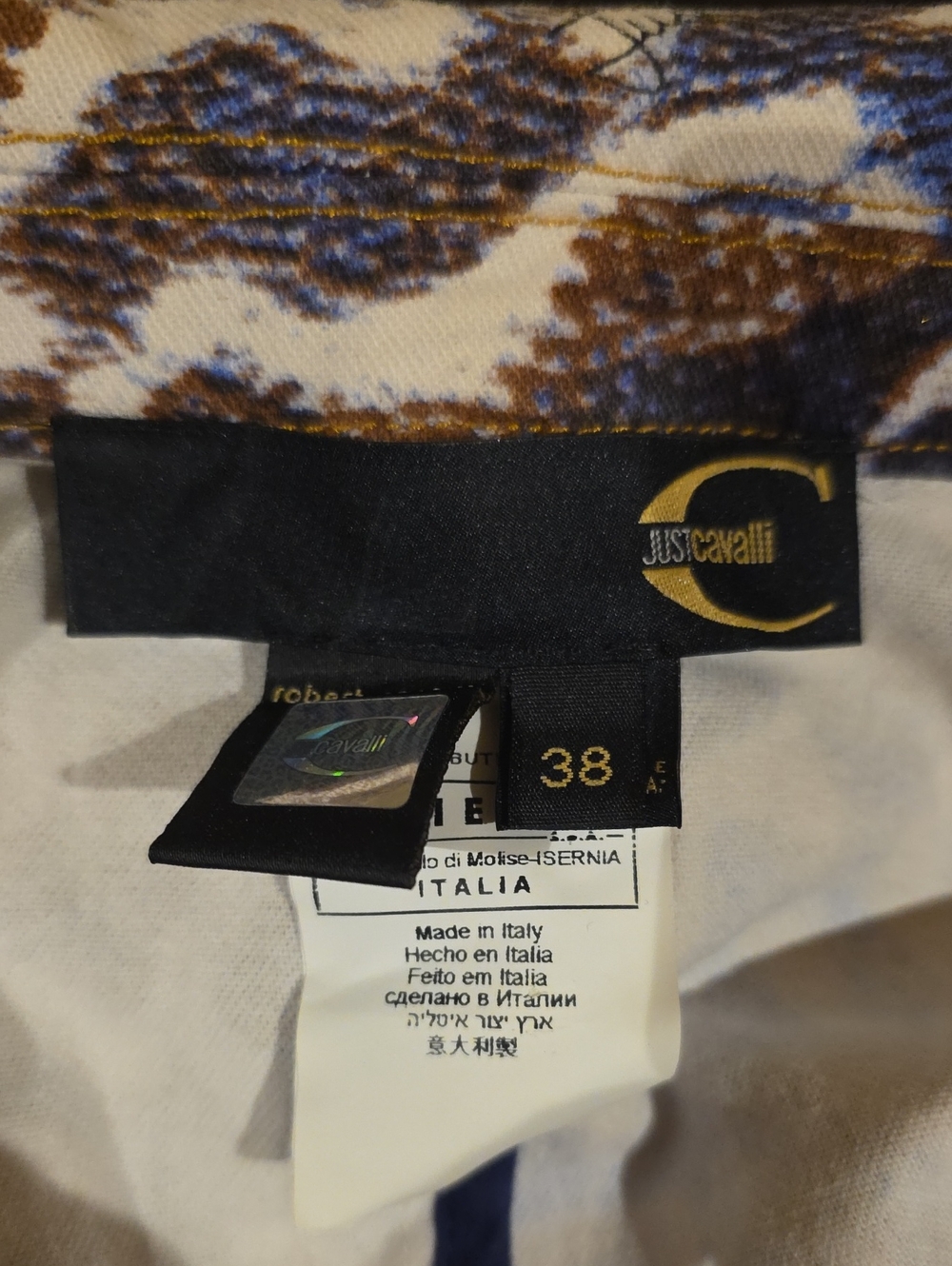 Just Cavalli Patterned Blue & Brown Women's Blazer Jacket Sz 38 - Picture 2 of 5